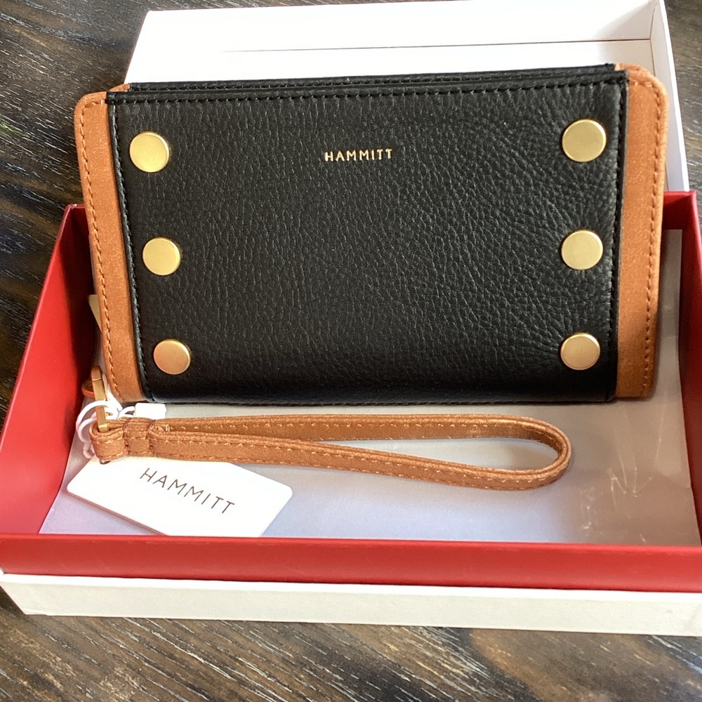 Hammitt Bryant Black and Brown Colorblock Leathers Wallet
